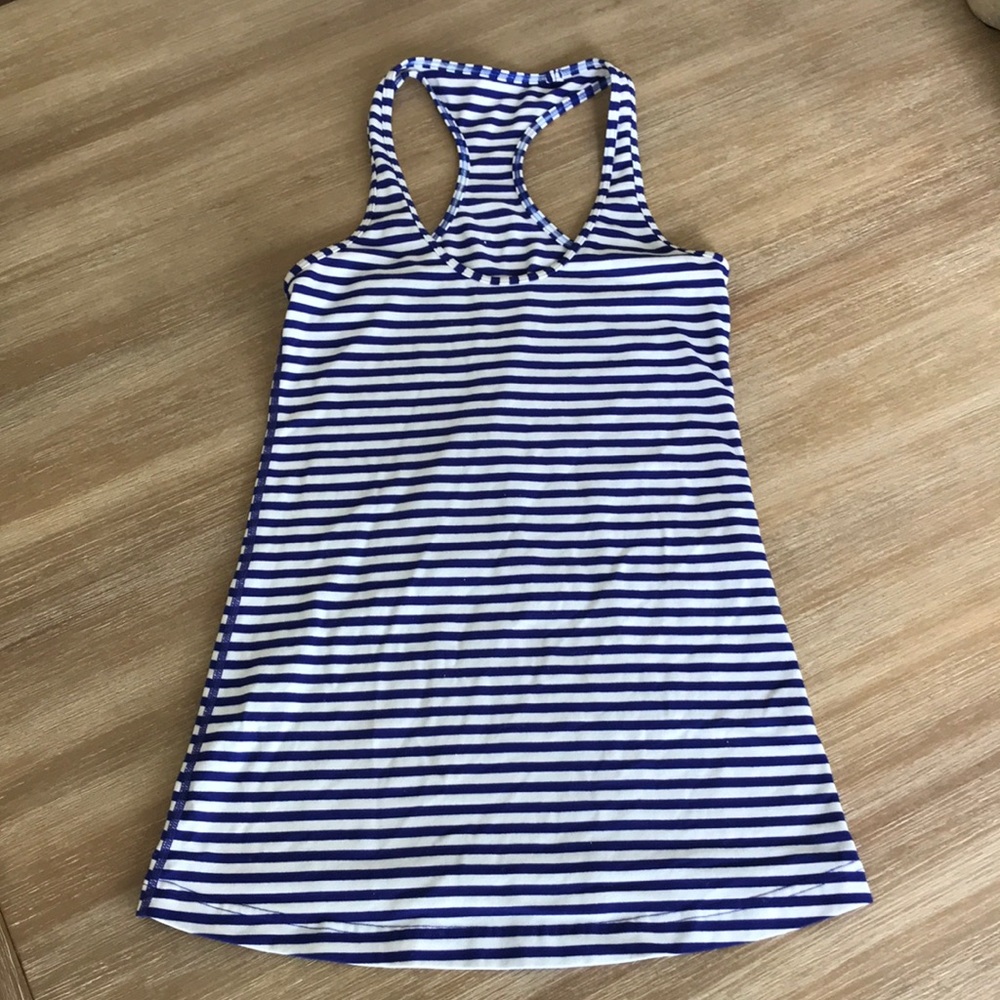 Lulu Lemon Purple and White Striped Racerback Tank